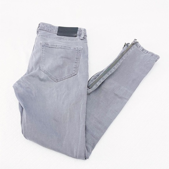 All Saints Low Rise Skinny Fit Gray Denim Jeans Accent Zipper SZ28 - Picture 4 of 8